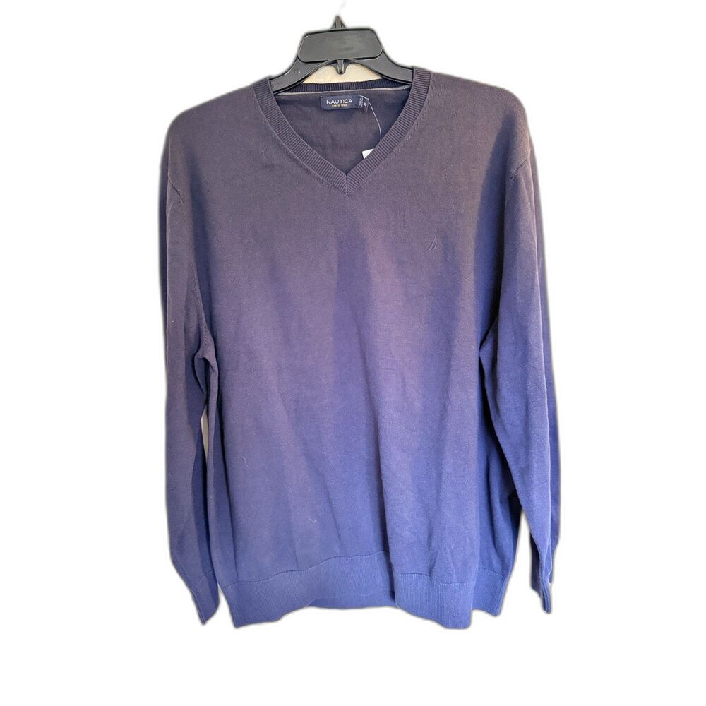 Nautica Men's XXL V-Neck Sweater NWT Class Navy 100% Cotton Coastal